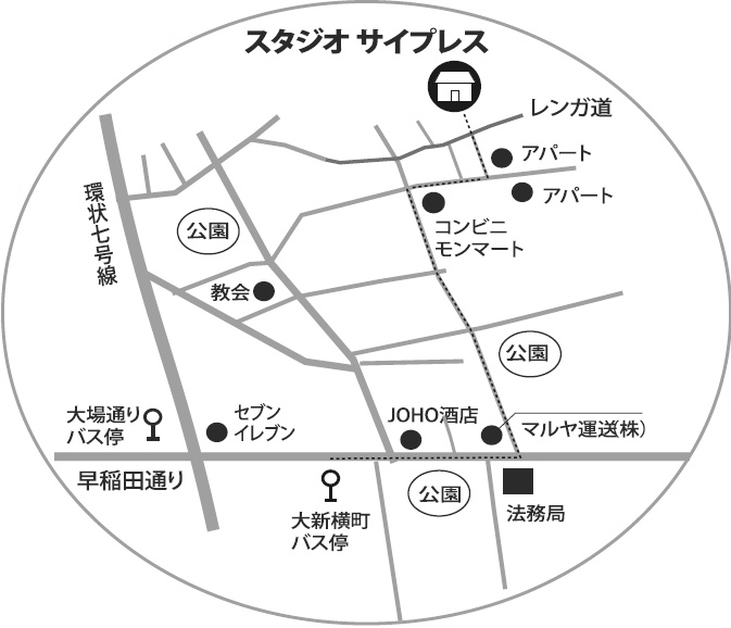 スタジオサイプレスへのアクセス map of studiocypress